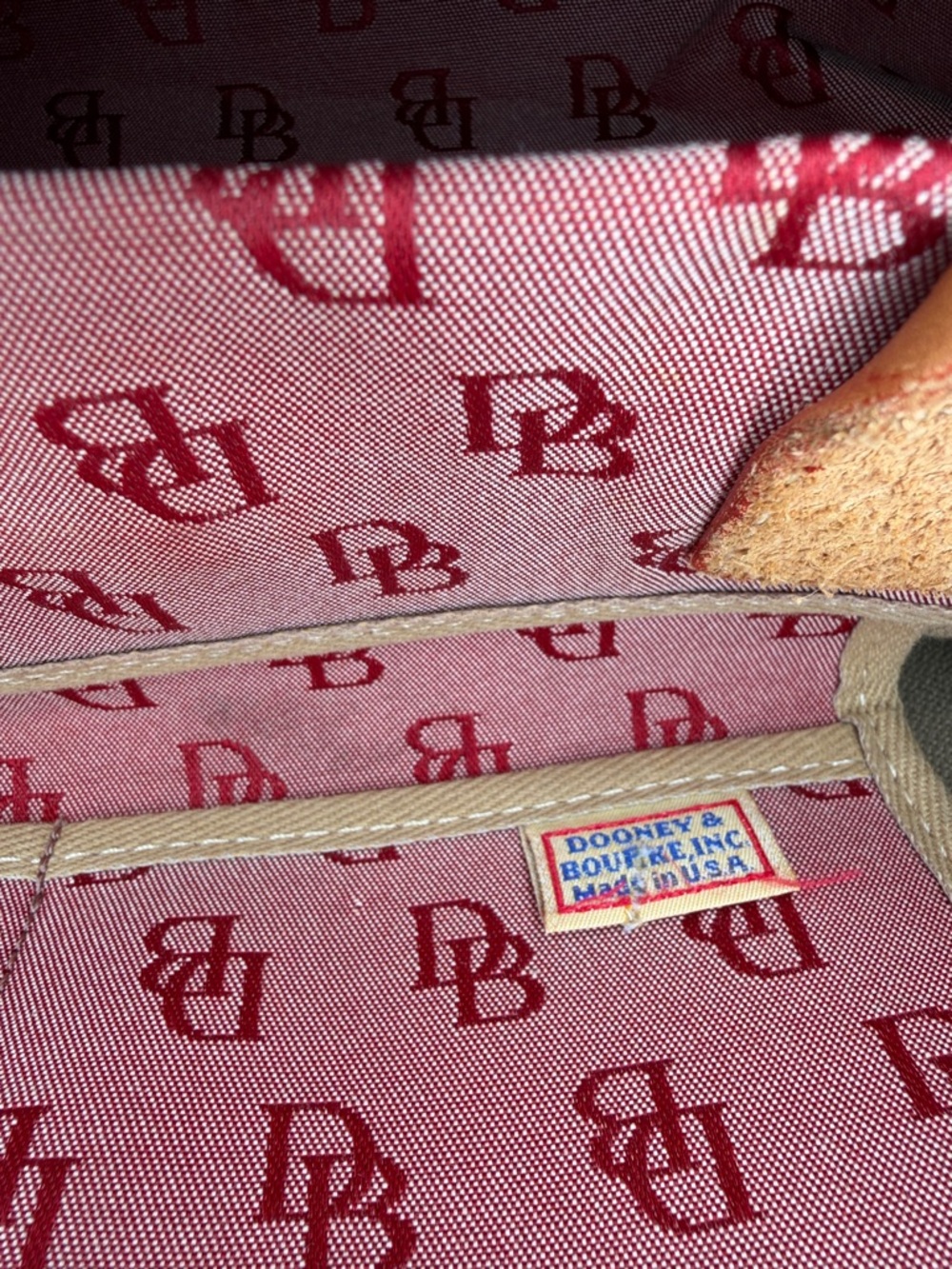 Dooney and Burke EUC like new pink/ted tassel shoulder tote 14 X 11 1/2 5 deep - Picture 8 of 9